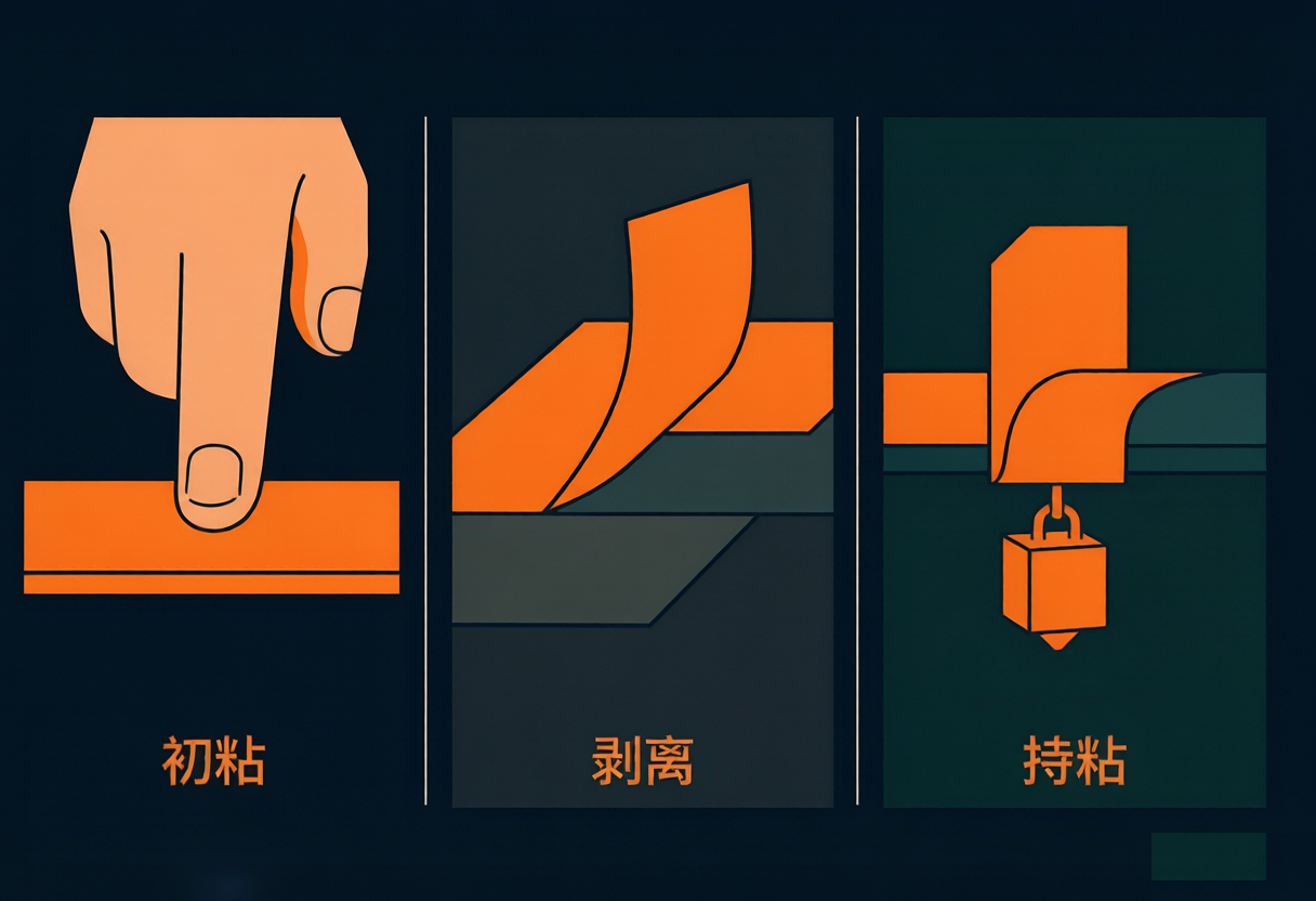 压敏胶三大力学性能:初粘(tack)、剥离(peel)、持粘(shear)